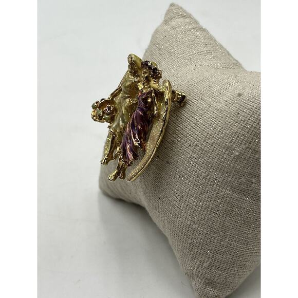 Kirks Folly Two Angel Soul Mate Twin Sister Friends Dancing Gold Tone Pin Brooch - Picture 5 of 9